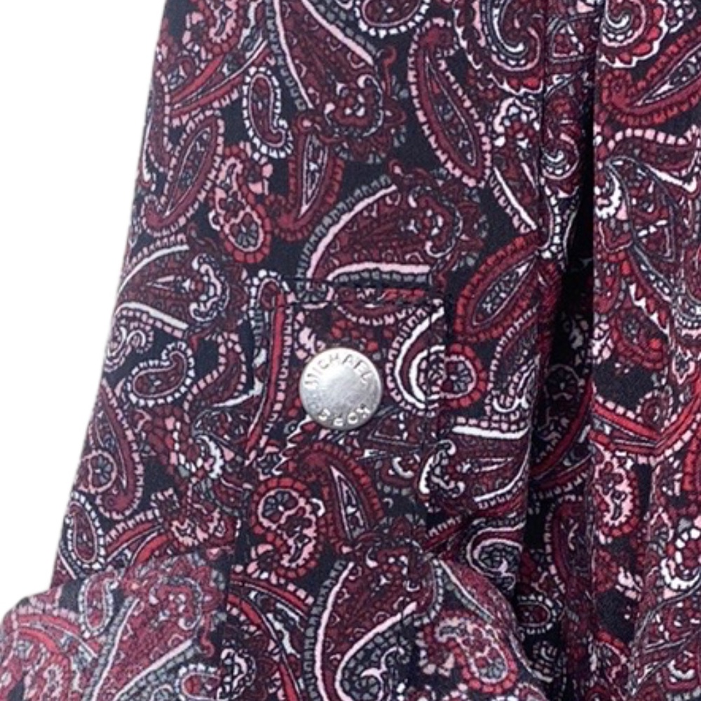 Michael Kors Royal Pink Paisley Zip Up Tap Sleeves Front Pockets High/Low Hem XL - Picture 8 of 8